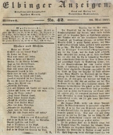 Elbinger Anzeigen, Nr. 42. Mittwoch, 26. Mai 1841
