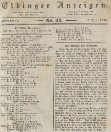 Elbinger Anzeigen, Nr. 49. Sonnabend, 19. Juni 1841