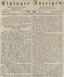 Elbinger Anzeigen, Nr. 52. Mittwoch, 30. Juni 1841