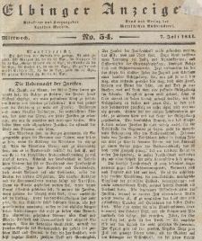 Elbinger Anzeigen, Nr. 54. Mittwoch, 7. Juli 1841
