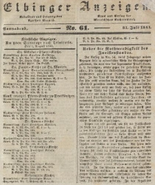 Elbinger Anzeigen, Nr. 61. Sonnabend, 31. Juli 1841