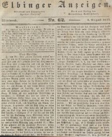 Elbinger Anzeigen, Nr. 62. Mittwoch, 4. August 1841