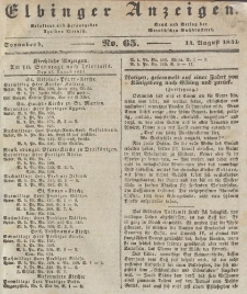 Elbinger Anzeigen, Nr. 65. Sonnabend, 14. August 1841