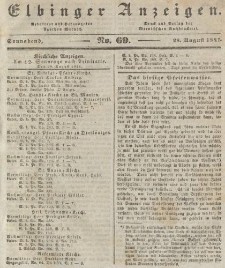 Elbinger Anzeigen, Nr. 69. Sonnabend, 28. August 1841