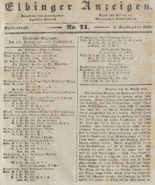 Elbinger Anzeigen, Nr. 71. Sonnabend, 4. September 1841