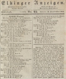 Elbinger Anzeigen, Nr. 73. Sonnabend, 11. September 1841