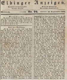 Elbinger Anzeigen, Nr. 76. Mittwoch, 22. September 1841