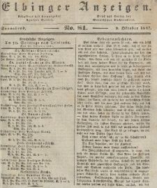 Elbinger Anzeigen, Nr. 81. Sonnabend, 9. Oktober 1841