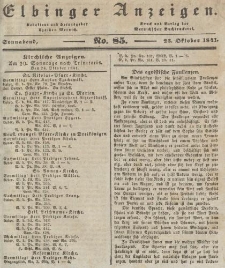 Elbinger Anzeigen, Nr. 85. Sonnabend, 23. Oktober 1841