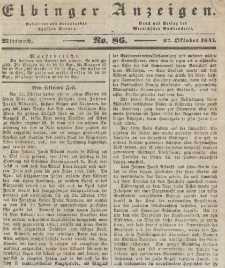 Elbinger Anzeigen, Nr. 86. Mittwoch, 27. Oktober 1841