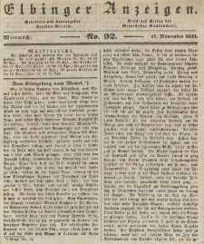 Elbinger Anzeigen, Nr. 92. Mittwoch, 17. November 1841
