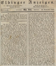 Elbinger Anzeigen, Nr. 94. Mittwoch, 24. November 1841