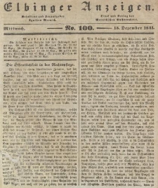 Elbinger Anzeigen, Nr. 100. Mittwoch, 15. Dezember 1841