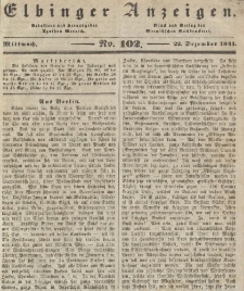 Elbinger Anzeigen, Nr. 102. Mittwoch, 22. Dezember 1841