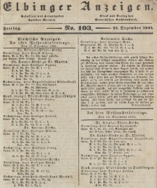 Elbinger Anzeigen, Nr. 103. Freitag, 24. Dezember 1841