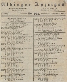 Elbinger Anzeigen, Nr. 105. Freitag, 31. Dezember 1841