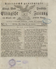Allerhöchst genehmigte Königl. West-Preußische Elbingsche Zeitung von Staats- und gelehrten Sachen, 1828, Nro.1