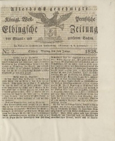 Allerhöchst genehmigte Königl. West-Preußische Elbingsche Zeitung von Staats- und gelehrten Sachen, 1828, Nro.2