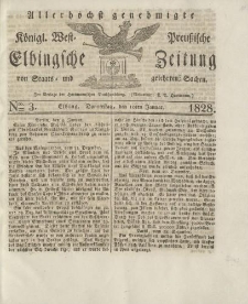 Allerhöchst genehmigte Königl. West-Preußische Elbingsche Zeitung von Staats- und gelehrten Sachen, 1828, Nro.3