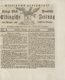 Allerhöchst genehmigte Königl. West-Preußische Elbingsche Zeitung von Staats- und gelehrten Sachen, 1828, Nro.4