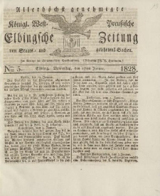 Allerhöchst genehmigte Königl. West-Preußische Elbingsche Zeitung von Staats- und gelehrten Sachen, 1828, Nro.5
