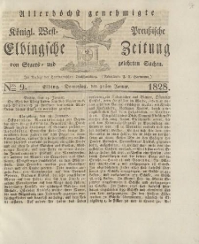 Allerhöchst genehmigte Königl. West-Preußische Elbingsche Zeitung von Staats- und gelehrten Sachen, 1828, Nro.9
