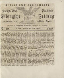 Allerhöchst genehmigte Königl. West-Preußische Elbingsche Zeitung von Staats- und gelehrten Sachen, 1828, Nro.10