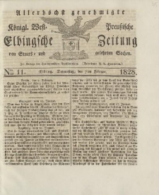 Allerhöchst genehmigte Königl. West-Preußische Elbingsche Zeitung von Staats- und gelehrten Sachen, 1828, Nro.11