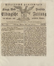Allerhöchst genehmigte Königl. West-Preußische Elbingsche Zeitung von Staats- und gelehrten Sachen, 1828, Nro.12