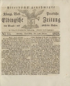 Allerhöchst genehmigte Königl. West-Preußische Elbingsche Zeitung von Staats- und gelehrten Sachen, 1828, Nro.13