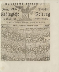 Allerhöchst genehmigte Königl. West-Preußische Elbingsche Zeitung von Staats- und gelehrten Sachen, 1828, Nro.15