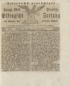 Allerhöchst genehmigte Königl. West-Preußische Elbingsche Zeitung von Staats- und gelehrten Sachen, 1828, Nro.17