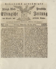Allerhöchst genehmigte Königl. West-Preußische Elbingsche Zeitung von Staats- und gelehrten Sachen, 1828, Nro.19