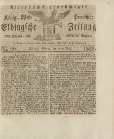 Allerhöchst genehmigte Königl. West-Preußische Elbingsche Zeitung von Staats- und gelehrten Sachen, 1828, Nro.20