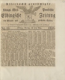 Allerhöchst genehmigte Königl. West-Preußische Elbingsche Zeitung von Staats- und gelehrten Sachen, 1828, Nro.22