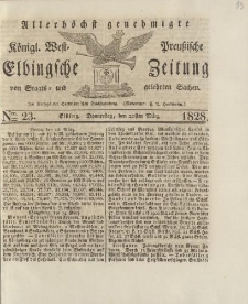 Allerhöchst genehmigte Königl. West-Preußische Elbingsche Zeitung von Staats- und gelehrten Sachen, 1828, Nro.23