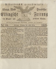 Allerhöchst genehmigte Königl. West-Preußische Elbingsche Zeitung von Staats- und gelehrten Sachen, 1828, Nro.24