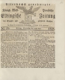 Allerhöchst genehmigte Königl. West-Preußische Elbingsche Zeitung von Staats- und gelehrten Sachen, 1828, Nro.29