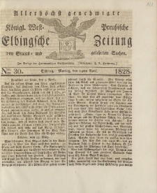Allerhöchst genehmigte Königl. West-Preußische Elbingsche Zeitung von Staats- und gelehrten Sachen, 1828, Nro.30