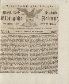 Allerhöchst genehmigte Königl. West-Preußische Elbingsche Zeitung von Staats- und gelehrten Sachen, 1828, Nro.31