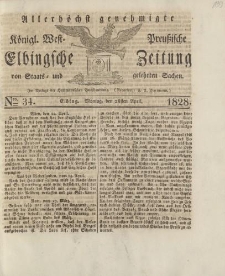 Allerhöchst genehmigte Königl. West-Preußische Elbingsche Zeitung von Staats- und gelehrten Sachen, 1828, Nro.34