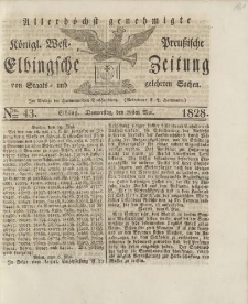 Allerhöchst genehmigte Königl. West-Preußische Elbingsche Zeitung von Staats- und gelehrten Sachen, 1828, Nro.43