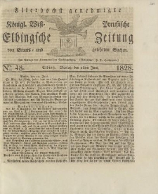Allerhöchst genehmigte Königl. West-Preußische Elbingsche Zeitung von Staats- und gelehrten Sachen, 1828, Nro.48