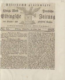 Allerhöchst genehmigte Königl. West-Preußische Elbingsche Zeitung von Staats- und gelehrten Sachen, 1828, Nro.51