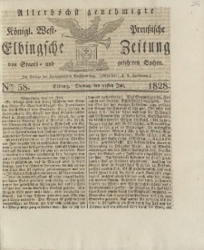 Allerhöchst genehmigte Königl. West-Preußische Elbingsche Zeitung von Staats- und gelehrten Sachen, 1828, Nro.58