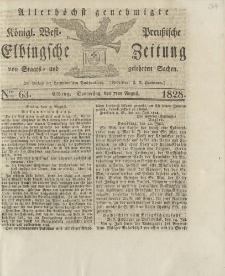 Allerhöchst genehmigte Königl. West-Preußische Elbingsche Zeitung von Staats- und gelehrten Sachen, 1828, Nro.63