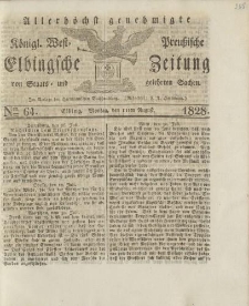 Allerhöchst genehmigte Königl. West-Preußische Elbingsche Zeitung von Staats- und gelehrten Sachen, 1828, Nro.64