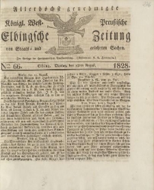 Allerhöchst genehmigte Königl. West-Preußische Elbingsche Zeitung von Staats- und gelehrten Sachen, 1828, Nro.66