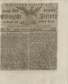 Allerhöchst genehmigte Königl. West-Preußische Elbingsche Zeitung von Staats- und gelehrten Sachen, 1828, Nro.69