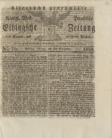 Allerhöchst genehmigte Königl. West-Preußische Elbingsche Zeitung von Staats- und gelehrten Sachen, 1828, Nro.70